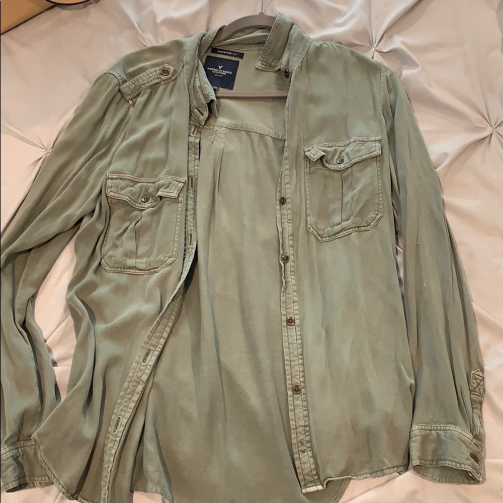 Green button up